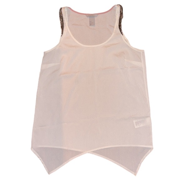 H&M BEADED ACCENT SHOULDER OFF WHITE TANK - Picture 3 of 14
